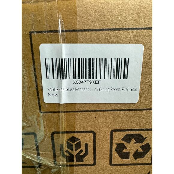 Saduenfr Glass Farmhouse Style Pendant Hanging Light Fixture Brushed Gold - Picture 7 of 7